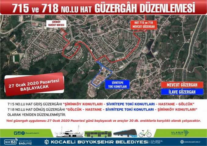 715 ve 718 numaralı hatlara güzergah düzenlemesi