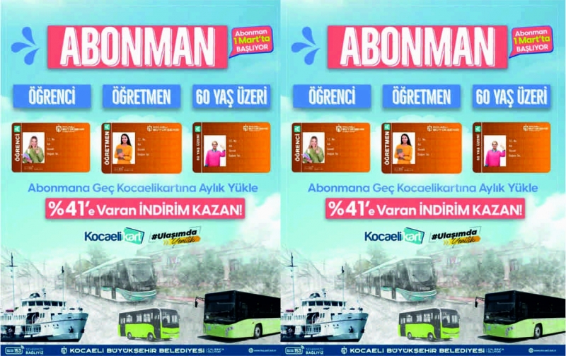 Abonman indirimli kart uygulaması devreye girdi