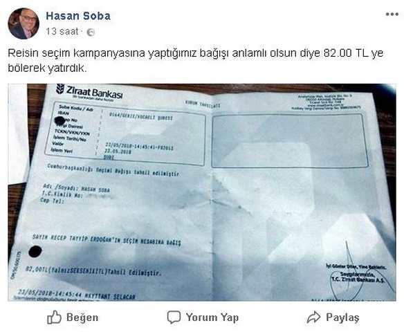 AK PARTİ ESKİ İLÇE BAŞKANI SOBA'DAN ANLAMLI MESAJ