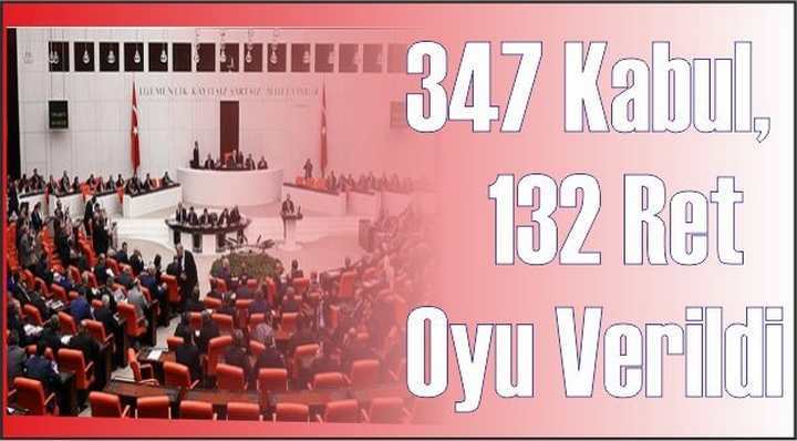 Anayasa Değişikliğine  347 Kabul, 132 Ret Oyu Verildi