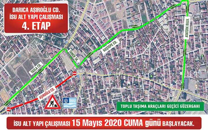 Aşıroğlu Caddesi’nde geçici güzergah uygulaması