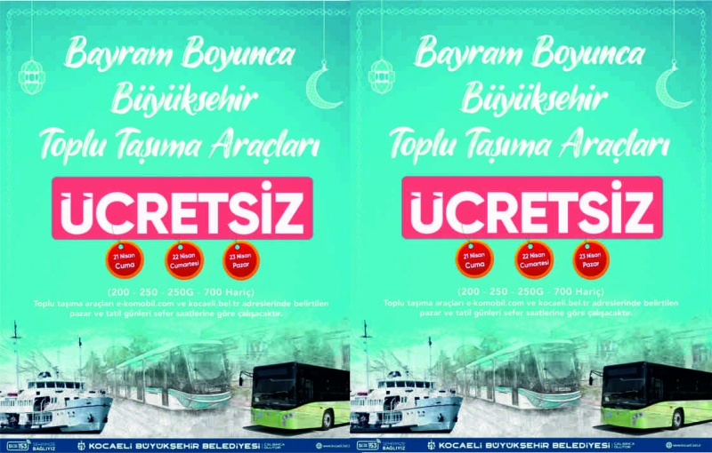 Bayramda 3 gün boyunca ücretsiz ulaşım