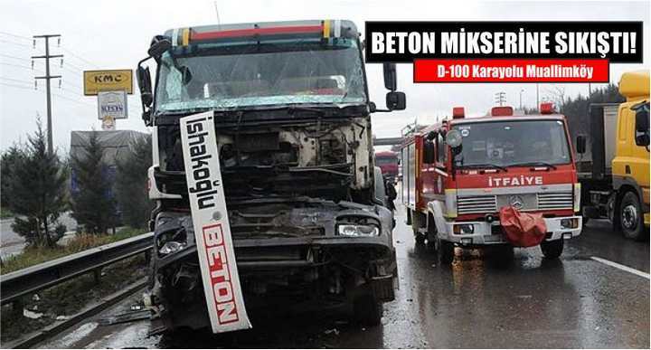 BETON MİKSERİNE SIKIŞTI!