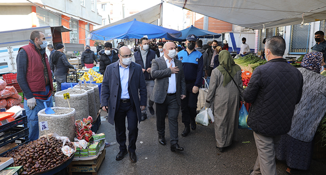 Bıyık’tan pazarda koronavirüs denetimi