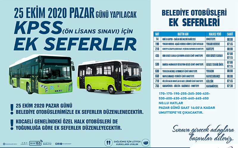 Büyükşehir’den KPSS için ek seferler