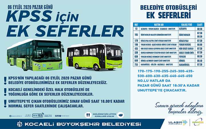 Büyükşehir’den KPSS için ek seferler