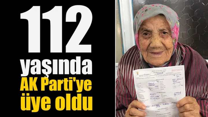 Çayırovalı 112 yaşındaki kadın ak partiye üye oldu