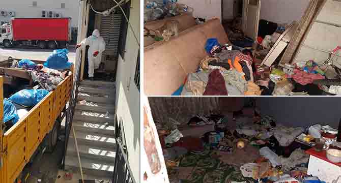 Çöp ev ekipler tarafından temizlendi