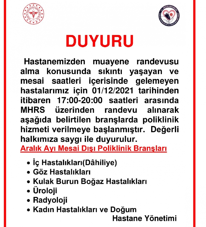 Darıca Farabi'den duyuru!