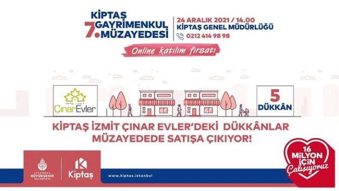 İzmit Çınar Evler'de 5 Dükkân Müzayedeye Çıkıyor