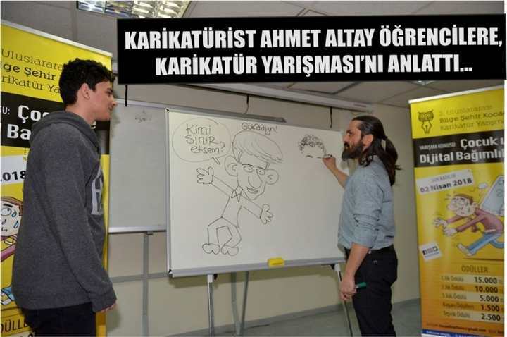 Karikatürist Ahmet Altay öğrencilere, Karikatür Yarışması’nı Anlattı...