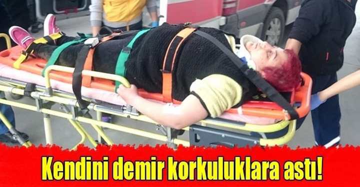 Kendini korkuluklara astı!