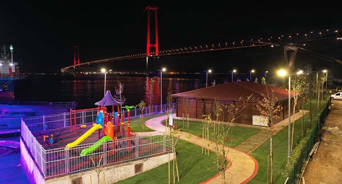 Osmangazi Köprüsü manzaralı sahil parkı tamamlandı