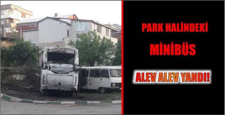 Park halindeki minibüs alev alev yandı!