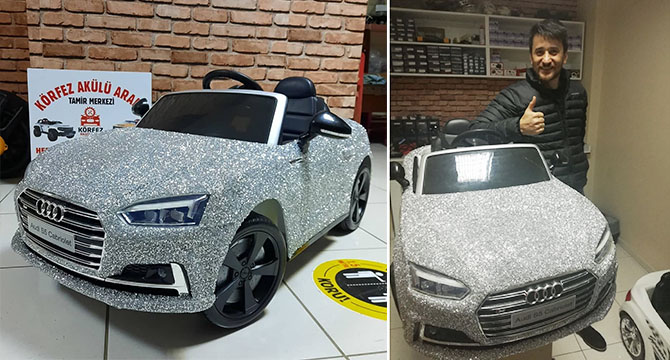 TÜRKİYE'DE BİR İLK, ARAÇ TAŞLARLA KAPLANDI
