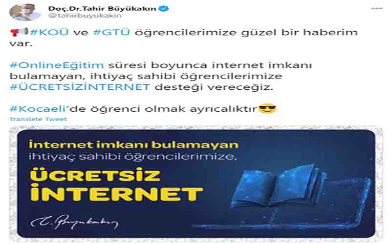 Üniversite öğrencilerine de ücretsiz internet