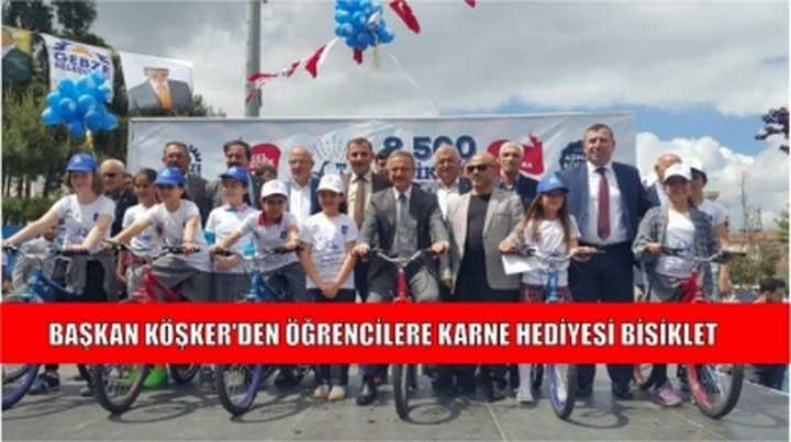 BAŞKAN KÖŞKER'DEN ÖĞRENCİLERE KARNE HEDİYESİ BİSİKLET