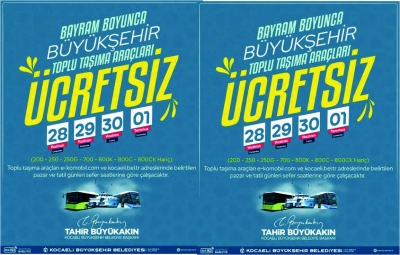 Bayramda 4 gün boyunca ücretsiz ulaşım