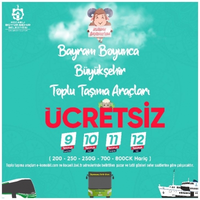Bayramda ulaşım 4 gün boyunca ücretsiz
