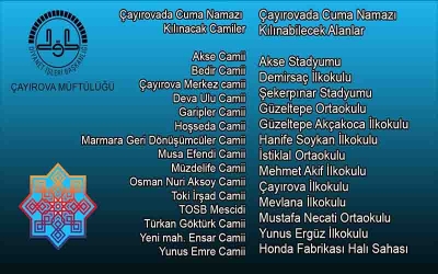 Çayırova'da Cuma namazı kılınacak alanlar belli oldu