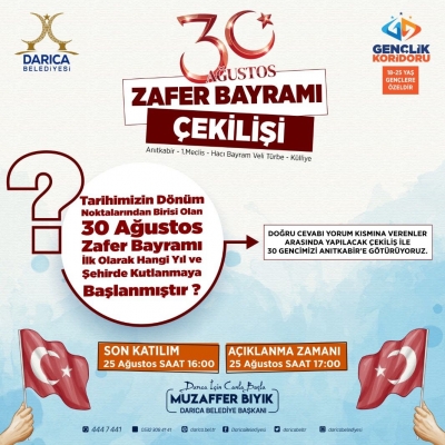 Darıca Belediyesi’nden 30 Ağustos çekilişi