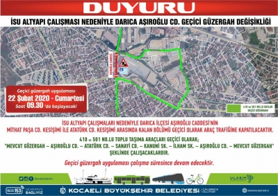 Darıca ilçesinde geçici güzergah uygulaması