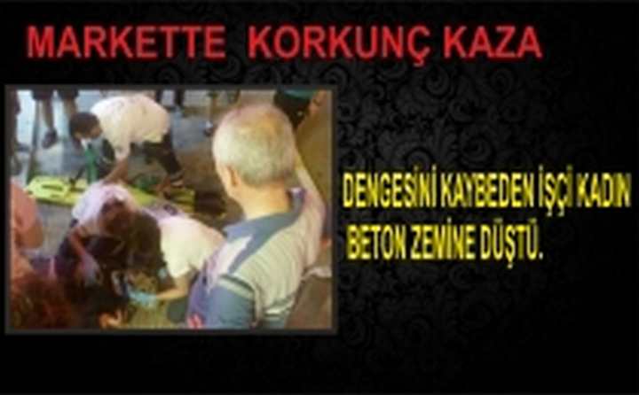 DENGESİNİ KAYBEDEN BAYAN İŞÇİ BETON ZEMİNE ÇAKILDI