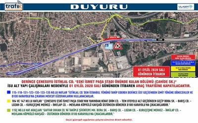 Derince’de geçici güzergah uygulaması
