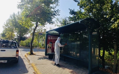 Duraklar dezenfekte ediliyor