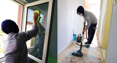 Evde bakım ekiplerinden evlerde bayram temizliği