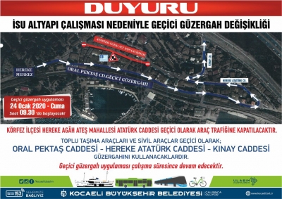 Hereke’de geçici güzergâh uygulaması