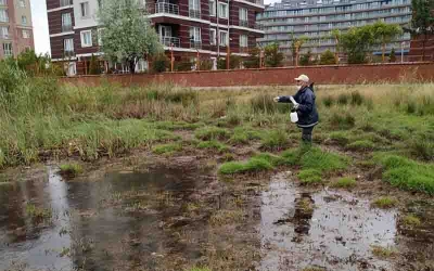 İlaçlama çalışması yapıyor