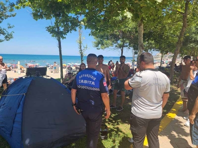 Kandıra sahillerinde çadır denetimi