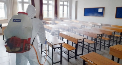 Okullar sınav için dezenfekte edildi