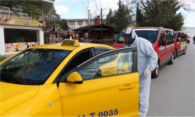 Ticari ve dolmuş taksiler dezenfekte ediliyor